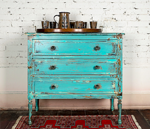 A dresser in the rustic style.