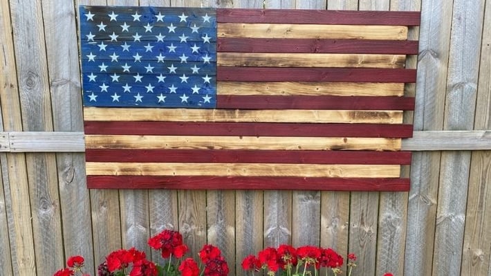 Wooden painted American flag.