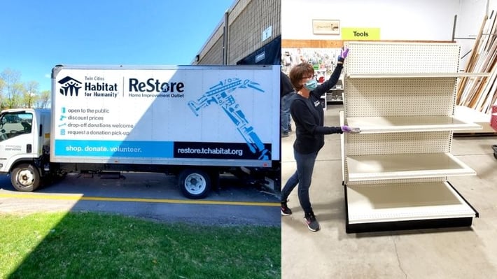 The ReStore truck and empty shelves.