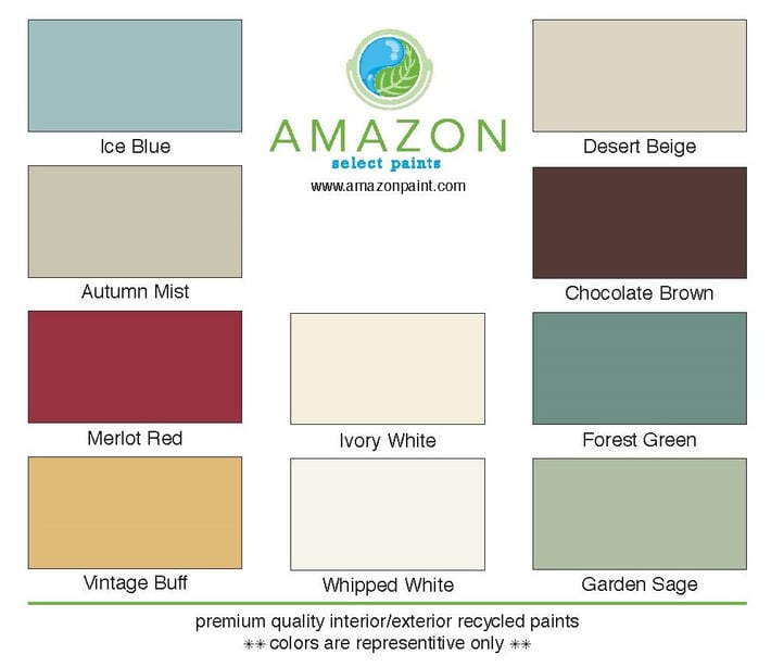 Color samples of Amazon Paint.