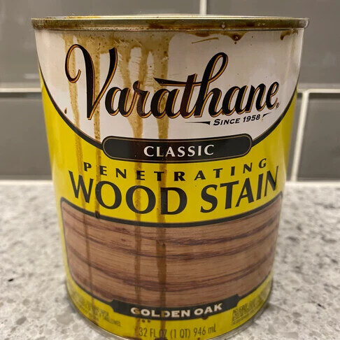 A can of wood stain.