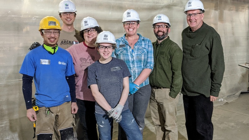 Melissa and friends volunteering at ReStore for her birthday in 2020.