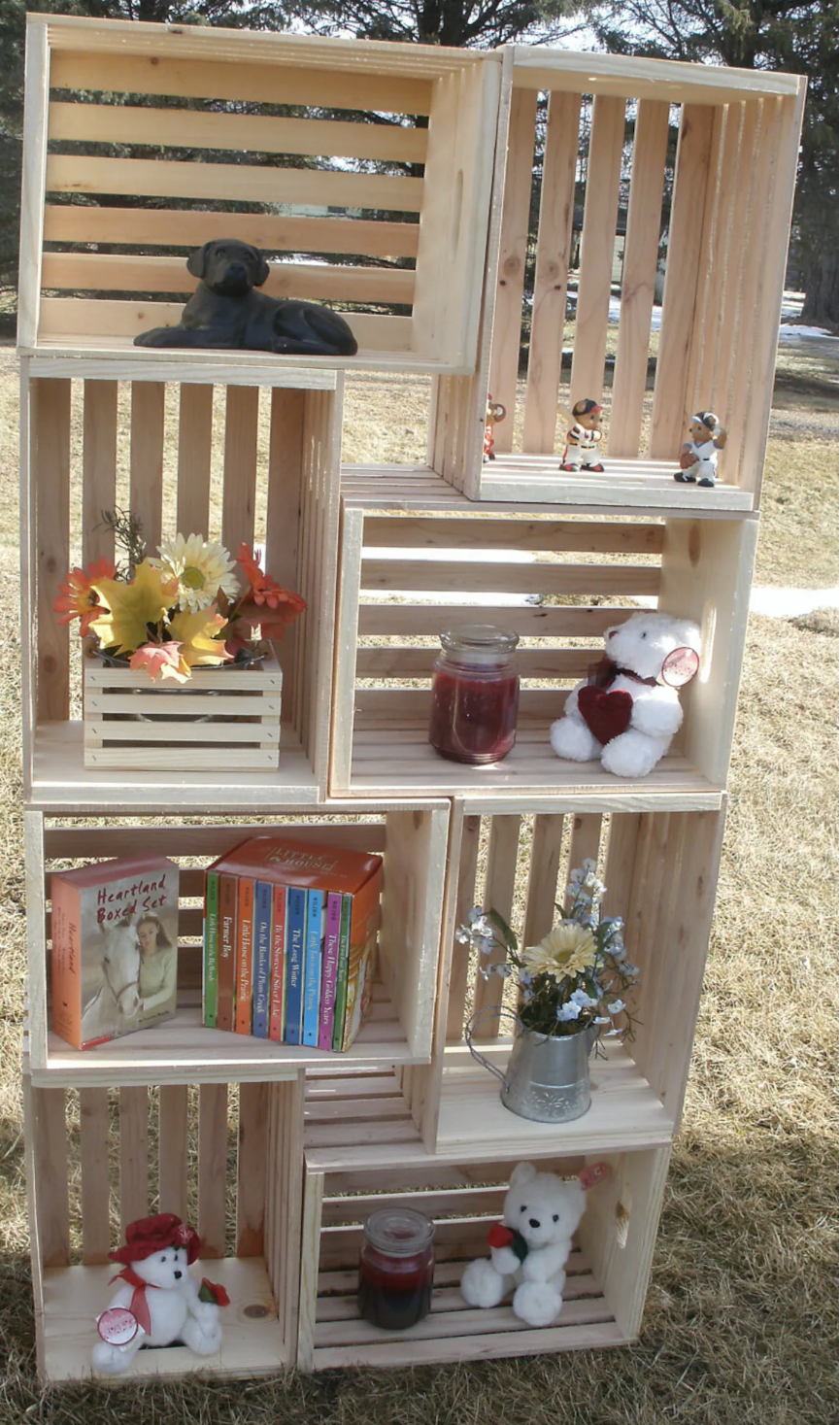 Crates turned into shelves.