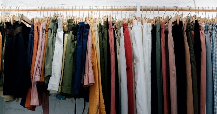 Clothing on rack.