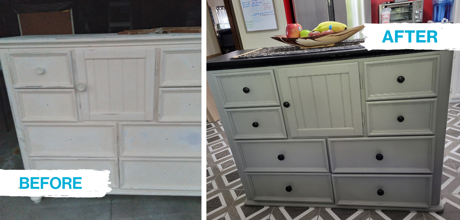 cabinets made into repainted kitchen island