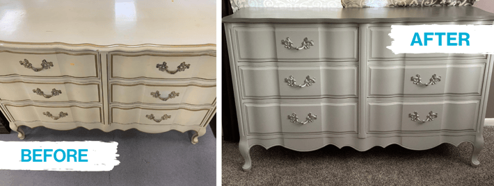 white dresser repainted with new hardware