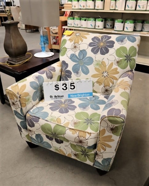 Floral sofa chair for $35.