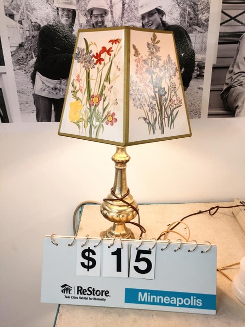 Table lamp with floral shade for $15.