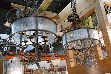 Two chandeliers at ReStore.