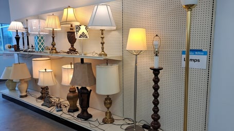 Assortment of floor lamps.