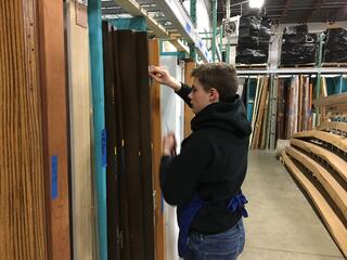 A student working with doors.