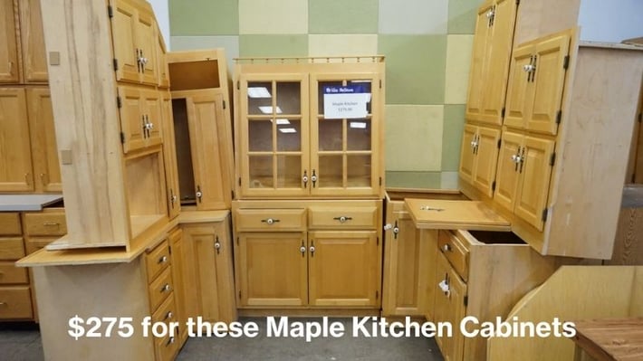 $275 for these maple kitchen cabinets.