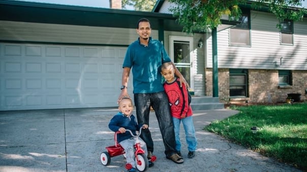 Habitat homeowner with his family.
