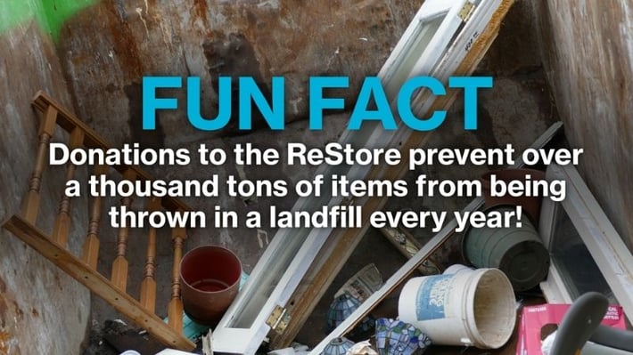 Fun fact: Donations to the ReStore prevent over a thousand tons of items from being thrown in a landfill every year!