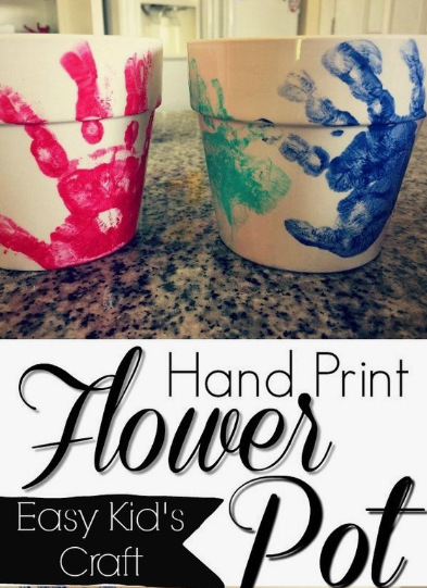 Hand Print flower pots.