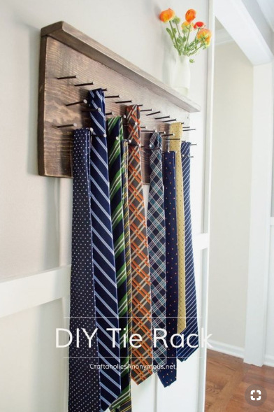 DIY tie rack.