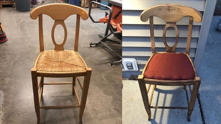 The chair before & after upcycling.