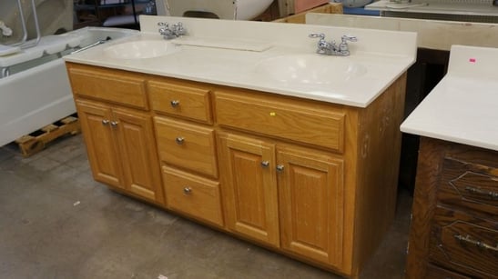 Bathroom sink and vanity.