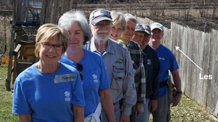 Les with volunteers.