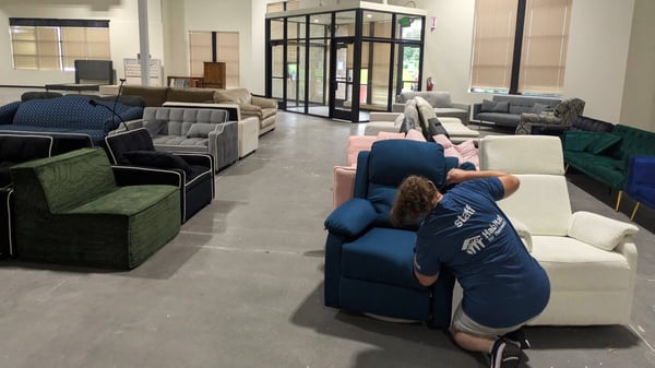 New showroom floor with furniture.