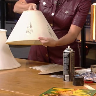 Lampshade with stamp of trees.