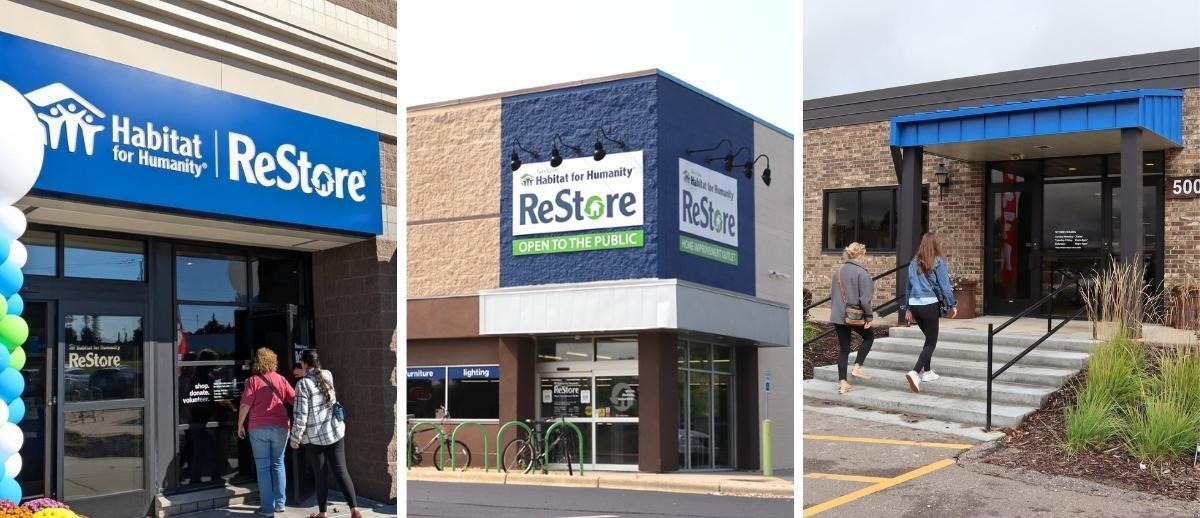 Collage of three ReStore exteriors.