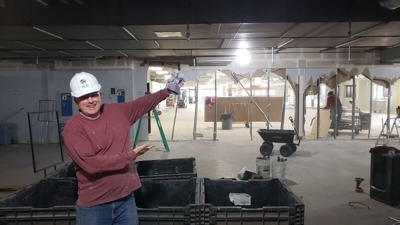 Pete O'Keefe in the under-construction New Brighton ReStore.