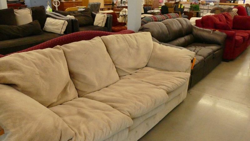 A tan couch.