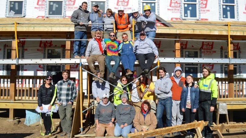 Group of AmeriCorps members at a build site.